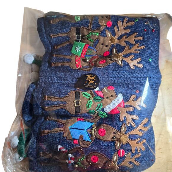 Vintage Tiara International Christmas Collection Cardigan Sweater Reindeer Large - Picture 7 of 7